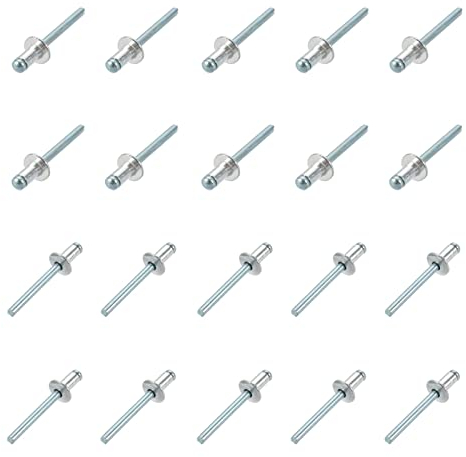 QUARKZMAN 6mm x 10mm Blindnieten x 30Stk. Aluminium/Stahl Nieten für Metall und Kunststoff und Leder, [Silberton]