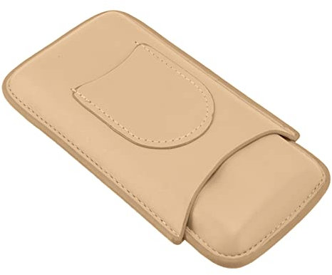 Pssopp Tenedor Portátil para Cigarros, Estuche para Cigarros de Cuero de Moda Costuras Ajustadas Livianas para Viajes (Oro de Lujo)