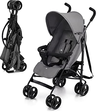 Kinderkraft TIK Poussette Légère, Ne Pèse Que 6,5 kg, Poussette De Voyage, Facile À Pince, Dossier Réglable En Position Allongée, De La 6 Mois, poids maximum jusqu'à 17kg, Gris