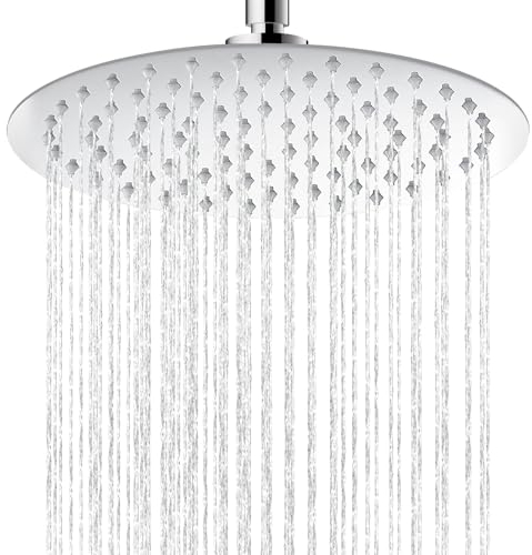 Soffione doccia a pioggia 8 pollici, soffione doccia a pioggia in acciaio inox 304 regolabile, testa rotonda con effetto specchio lucido per parete o soffitto, soffione doccia da incasso 20 cm