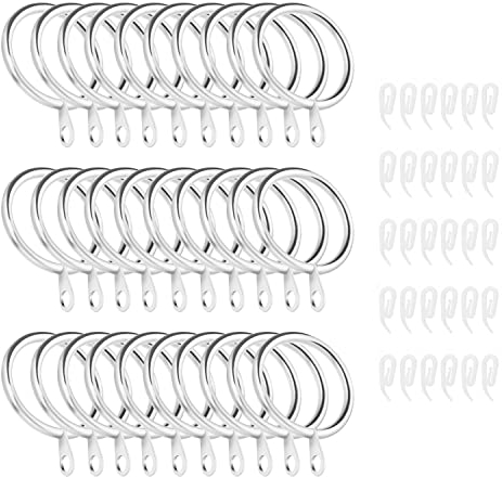 NIXRET 30 Stück Metall Vorhangringe Duschvorhang Ringe Vorhang Hängend Ringe für Fenster Tür Duschvorhänge, 32 mm Innendurchmesser (Silber)