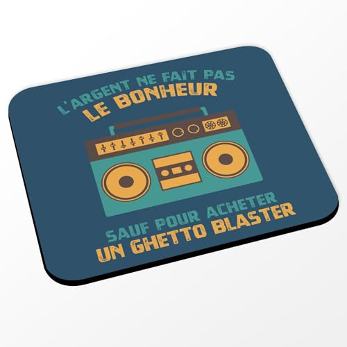 Tappetino per mouse blu – radio cassette – argento non fa la felicità – (dimensioni 24 x 20 cm)