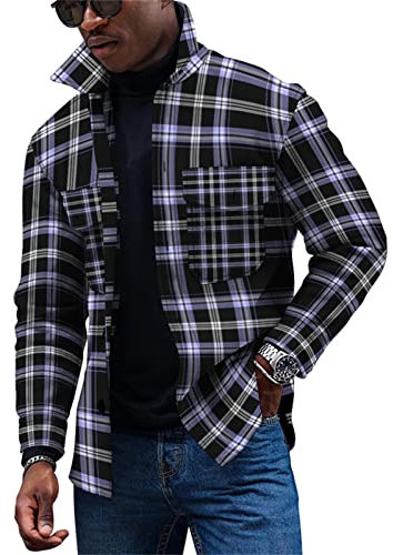 KONG JIMFAN Winter Jacket Men Highschool Jacke Button Down Hemd Übergangsjacke Herren Herren Mantel Imprägnierspray Jacke Herren Jacken Wärmejacke Karohemd Herren Freizeitjacke Herren(Rose Gold,L)