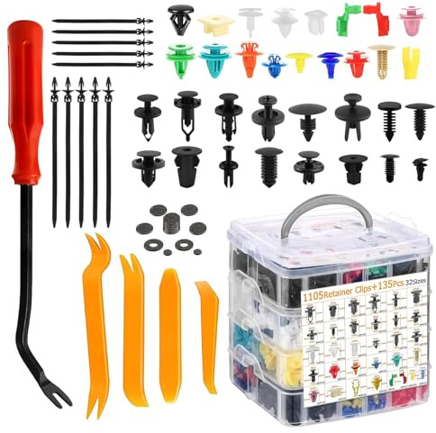 1240 Stück Auto Befestigungsclips Set, Auto Befestigung Clips, Auto Clips, Universal Türverkleidung Klammern, Stoßstangen Zierleisten Befestigungclips, werkzeug türverkleidung auto