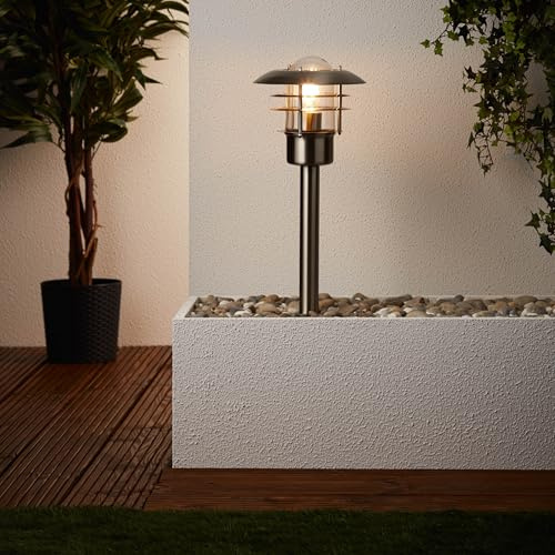 Lightbox moderne Außen Sockellampe - 50 cm Höhe, Ø 22 cm - zeitlose Outdoor | Außen Sockellampe, 50cm Höhe, Ø22cm, E27, max. 40 W, IP44, Metall/Glas
