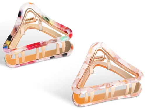 SXQLYH Acetat-Haarklammern 5cm,2 Stück Haarklauenclips Dreieck Haarklammer Mittelgroße haarkralle,rutschfeste Klammern,kleine Krallen-Haarklammern für Frauen und Mädchen (2 Stück C)