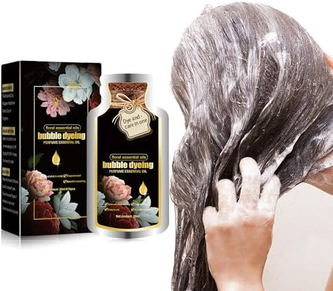 Plant Bubble Hair Dye Shampoo Tinte Coloración Temporal Tinte Para el Cabello, Champú para Teñir el Cabello Nutrir y Teñir el Cabello para Hombres y Mujeres, Sencillo y Fácil de Manejar (Té Oscuro)