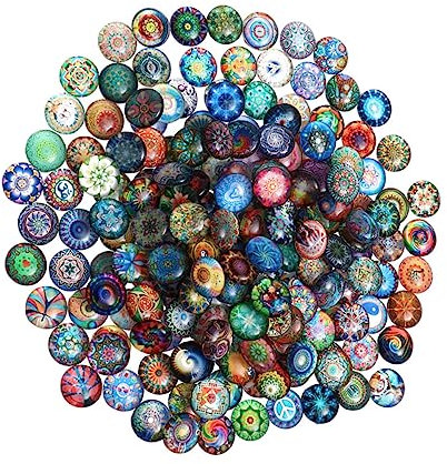 NUOBESTY 50 Stück Runde Glasflecken Für Selbstgemacht Schmuckherstellung Edelstein Patches 8mm Bunt Langlebig Für Kreative Bastelprojekte