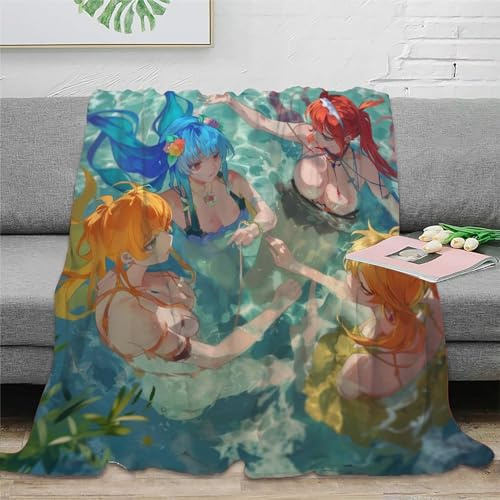 KeAan Anime-Mädchen Japanischer Anime Decke Kuscheldecke Plüschdecke Printdesign Couchdecke MikrofaserDecke 50x60inch(127x152cm)