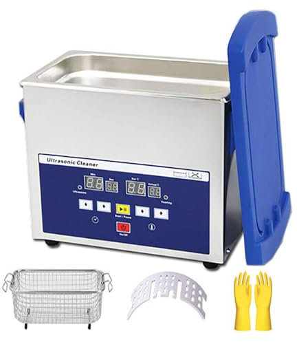 JavoN 3L Cleaning Digital Machine, Ultrasonic Cleaner, With Timer/Heater Function, For Lab Industry Jewelry Commercial Personal Home Use, With Basket + Rack + Gloves