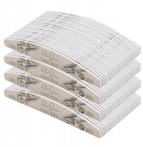MANI KING ROYAL 100 St. Professionelle Nagelfeile Halbmond Be The Queen 100/180 strapazierfähig, zum einmaligen Gebrauch, Nagelfeile von guter Qualität, abriebfest, Nagelfeilen-Set hergestellt in EU