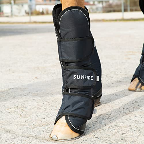 SUNRIDE Transportgamaschen für Pferde (2er Set, vorne) - reflektierende Streifen - wasserdicht und atmungsaktiv - schützt das Pferdebein optimal vor Verletzungen (Cob)