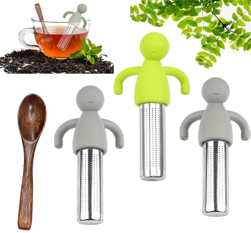 3 Stück Kreatives Tee-Filter Mit Silikongriff - 304 Edelstahl Teesieb Lustig Für Losen Tee - Teeei Mit Griff Für Tasse Teekanne Mulling Gewürze