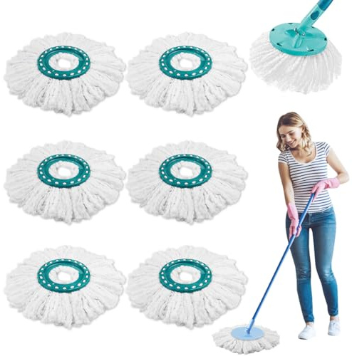 6 Stück für Leifheit Clean Twist Disc Mop Micro Ersatzkopf Set,2-Faser-System Rund Bodenwischer Ersatzteile für Leifheit Clean Twist Disc Mop Wischmopp, für Wasser Schmutzaufnahme, alle Bodenarten