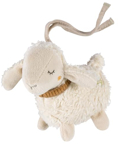 Fehn Mini-Schaf NATUR – Mini-Greifling aus Baumwolle aus biolgischem Anbau - Babyspielzeug zum Klingeln, Fühlen, Spielen mit kuschelweichem Stoff - Begleiter für Babys und Kleinkinder ab 0+ Monaten