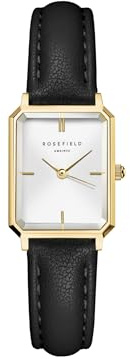 Rosefield Damen-Armbanduhr Octagon XS Leder Schwarz
