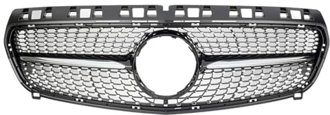 Sport Kühlergrill Für Benz A-Klasse W176 A180 A200 A250 A45 2013 2014 2015 Für AMG Chrom Schwarz Diamanten Stil Grille Schwarz Für GTR Front Stoßstange Grille Auto Kühlergrill(Diamonds-Black)