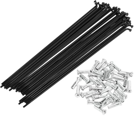 VVHFXD 40 raggi per bicicletta con raggi della bicicletta, nipplo, diametro 2 mm, acciaio inox per mountain bike, raggi 14 G/K, per raggi MTB, bici da città, downhill e e-bike, colore nero, 291 mm