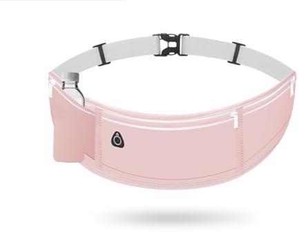 DOINEUFL Laufgürtel Handy, Lauftasche Jogging mit Flaschenhalter, Handytasche Joggen mit Kopfhörer-Anschlus, Sport Gürteltasche für Damen Herren, Verstellbarer Running Belt zum Radfahren Läuft (Rosa)