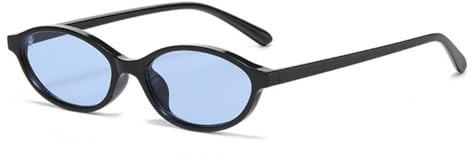 qinqilanqi-S Retro ovale Sonnenbrille für Damen & Herren – 90er Vintage Cat-Eye-Sonnenbrille, Klassische Retro-Brille mit UV-Schutz (Schwarz/Blau)