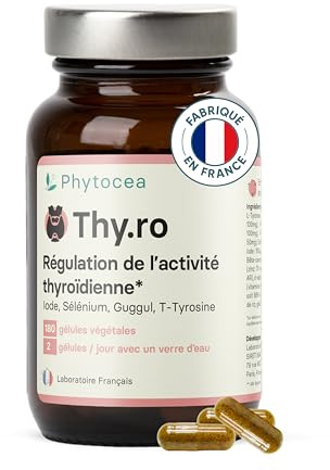 Phytocea - Complément Alimentaire, Régulation Optimale de la Thyroïde | Iode, Selenium, Zinc, Fer, Vitamines | L-Tyrosine, Avoine | Vegan, Extraits Végétaux BIO | Fabriqué en France (180 gélules)