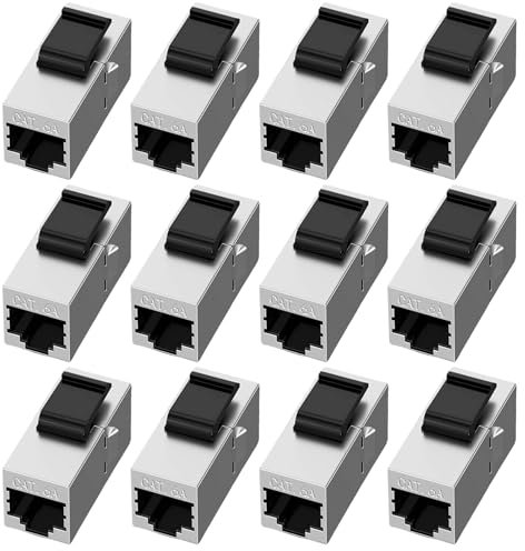 Leikurvo Connettore RJ45 CAT6a Keystone modulo 12 pezzi, 10 Gbps accoppiatore modulo connettore di rete schermato Keystone Jack, RJ45 femmina di rete per prolunga Ethernet cavo di rete