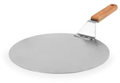 H&H Pala Pizza in Acciaio Inox con Manico in Legno – Ø 30,5 cm | Resistente, Facile da Pulire | Perfetta per Trasferire Pizza, Focacce e Pane