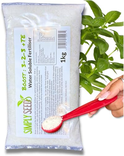 BOOST Water Soluble Fertiliser (1KG) – Fast Acting Plant Feed with Balanced 3-2-3 NPK Ratio. Supports Foliage Growth, Root Development & Overall Plant Health. Perfect for Vegetables, Flowers & More