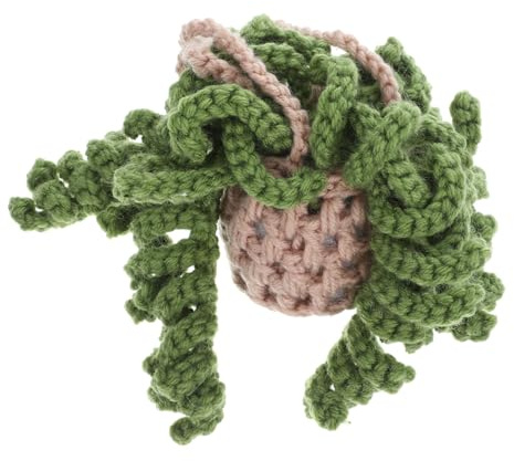 PRETYZOOM Car Hanging Charm Crochet Plant Decor for Rearview Mirror Car Interior Accessory