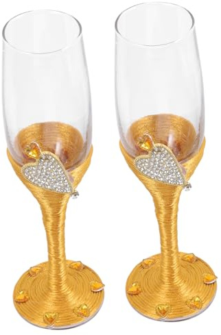 CONGARTENO 2 Piezas Copas de Champán para Parejas de Copas con Diseño y Encaje para Bodas y Celebraciones para Novios y