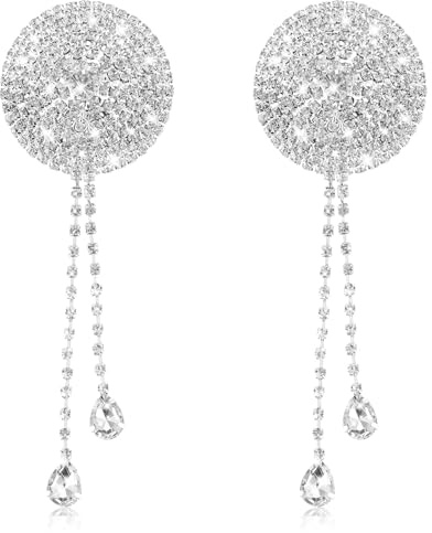 Lot de 2 cache-tétons en strass pour téton - En forme de goutte d'eau - Pour femme - Argenté