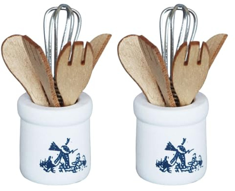 Vaguelly 2 set di utensili da cucina in miniatura: utensili da cucina con secchio, accessori per la decorazione della casa delle bambole - utensili da cucina per la casa delle bambole per la
