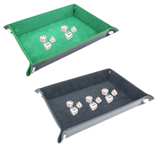 JYNVO 2 Pezzi Tavolo per Dadi Pieghevole, Vassoio Dadi in Pelle e Velluto, Double Face per Dungeons and Dragons, RPG & Giochi da Tavolo