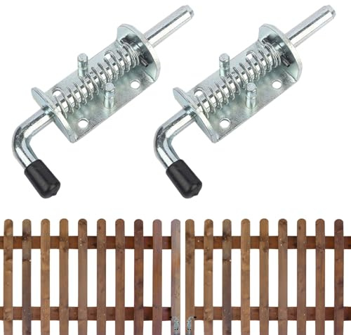 2 Stück Federriegel Torriegel,Federriegel Mit Gummigriff | Edelstahl 304,Torriegel,Bolzenriegel,Torverriegelung,Federriegel,Tor Riegel Für Schuppentüren,Türen,Fenster,Garagen(10x128mm)