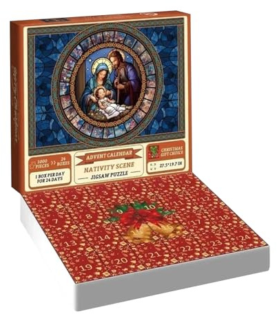 Nativity Scene Jigsaw Puzzle Advent Calendar 2025 1000 Pieces Puzzles for Adults