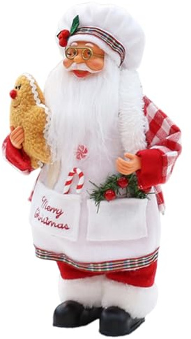 Yplkm Figurine de Noël du Père Noël, Jouets en Peluche de | Jouets en Peluche de Cuisine du Père en Assis Debout - Figurines de Collection de Festival, Figurine de père noël