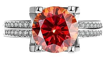 3kt Moissanite Bröllopsringar for kvinnor D Färg VVS1 925 Sterling Silver Diamantringar Röd/Grön/Rosa Förlovningsringar med certifikat(Red,9)