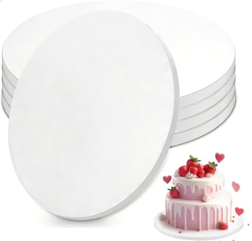 Tlczrva 5 Stück Tortenplatte, Weiße Runde Tortenteller 25 cm, Cake Board 12 mm Dicke, Wiederverwendbare Kuchenplatte aus Wellpappe, Tortenboden für 6-9 Inch Kuchen und Desserts