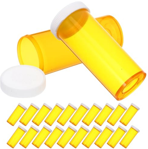 GRADENEVE Contenedor de Medicamentos Portátil Amarillo de 25 Piezas, Resistente Material PP, Adecuado para Adultos en Farmacias y Médicos