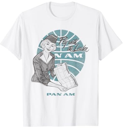 Pan Am Fly with the Leader Illustration Retro Airline Ad T-Shirt