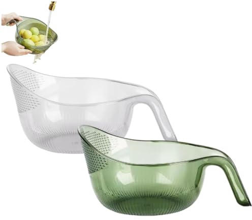 Passoire De Cuisine Multifonctionnelle, Passoire À Riz Multifonctionnelle Esthétique Avec Poignée, Bol D'égouttage Rapide Pour Laver Le Riz, Les Fruits Et Les Légumes (2E)