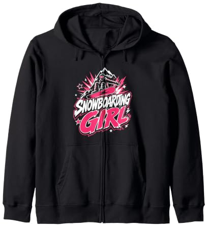 Snowboarder SNOWBOARDING GIRL Girls Children Snowboard Zip Hoodie