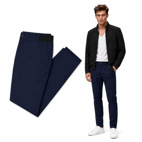 AAFGVC Bellutia Pantalon Extensible MorphoFit Taille Élastique Homme | Pantalon homme stretch et respirant avec coupe ajustée, taille élastique, tissu anti taches et séchage rapide.
