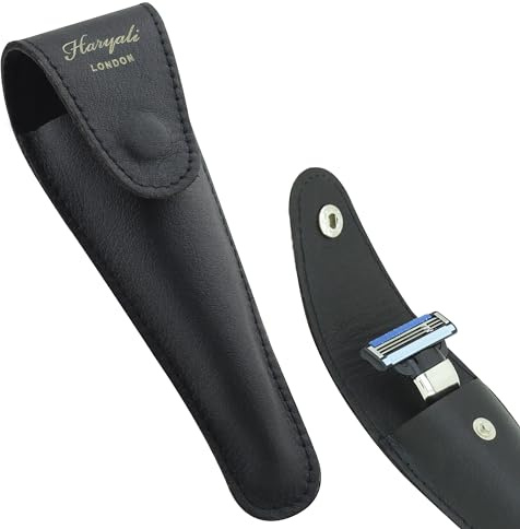 Haryali London Rasierhobel Ledertasche - Schwarz Farbe Leder Etui - eine perfekte Leder-Schutzhülle für Rasiermesser Rasierhobel - Leather Pouch for Shaving Razors