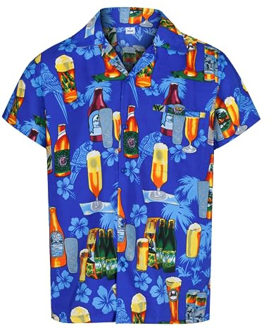 REDSTAR Hawaiianska skjortor för män roliga skjortor med korta ärmar – Hawaiian maskeradkläder herr Hawaiian skjorta Button Down öltröjor för män – fula skjortor för hjortar tillbehör, BLÅ, XL