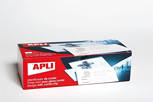 APLI Boite de 25 badges avec pince combi 90 x 56 mm