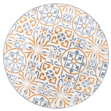 H&H Capri Set Piatti Fondi, Stoneware, Grigio/Arancione, 6 unità