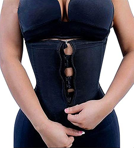 YIANNA Damen Zip & Haken Latex Taillen-Trainings-Korsetts/Cincher Sport hüftgürtel Underbust Sanduhr l (fit Taille 29 bis 30,5 Zoll) schwarz