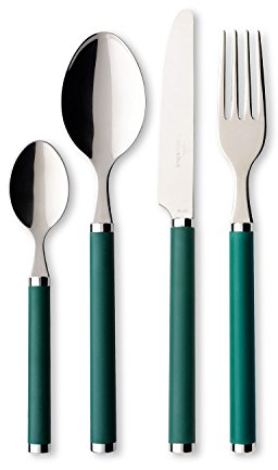 Villeroy und Boch Play Green Garden Tafelbesteck, für bis zu 6 Personen, 24-teilig, Edelstahl, Griff aus grünem Kunststoff