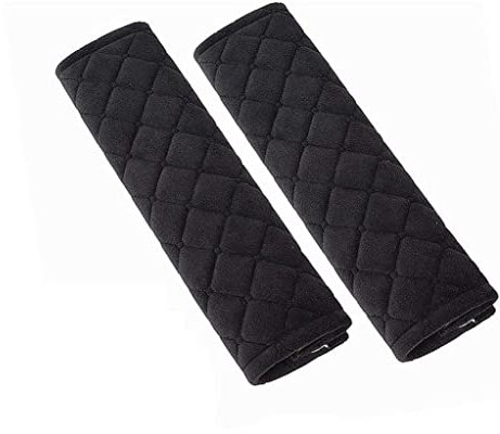 Car Seat Belt Pad Cover, Car Seat Belt Strap Pad, 2 Pack Travel Cushion Seat Belt Covers (Black)